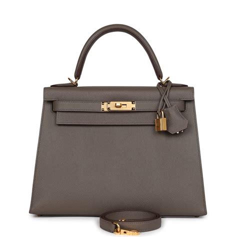 Hermes Kelly Sellier 28 Etain Epsom Gold Hardware 